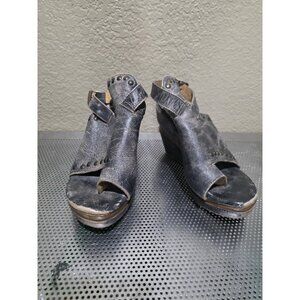 Bed Stu Joann Wood Wedge Shoes Distressed Leather Women's Size 7